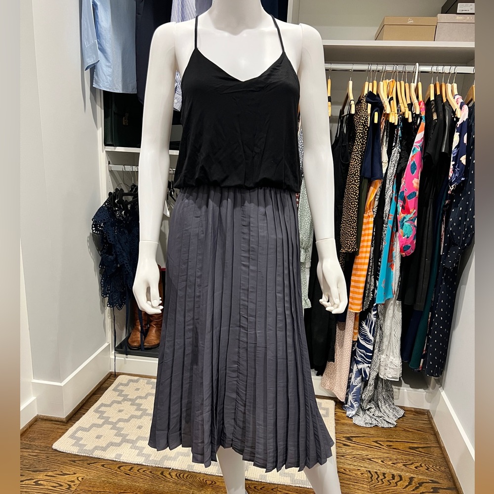 Gray A-Line Pleated Midi Skirt for Cocktail Events
